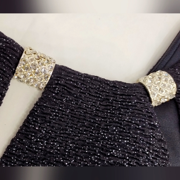 Sale Eliza J Dark Grey Sparkle Special Occasion Dress Keyhole Neck Rhinestones - Picture 5 of 6